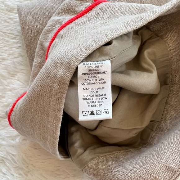 ANn Taylor Loft Womens Skirt Size 8 Beige Linen Pockets Contrast Trim Boho 14063 - Picture 7 of 8